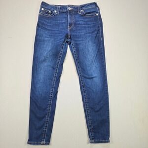True Religion Jennie Curvy Mid Rise Super Skinny Jeans Dark Wash Women Size 33‎